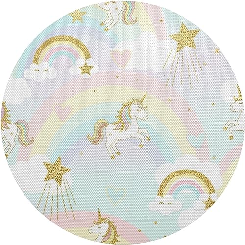 Manteles individuales de mesa de comedor con unicornios dorados brillantes, juego de manteles individuales antideslizantes lavables para mesa de