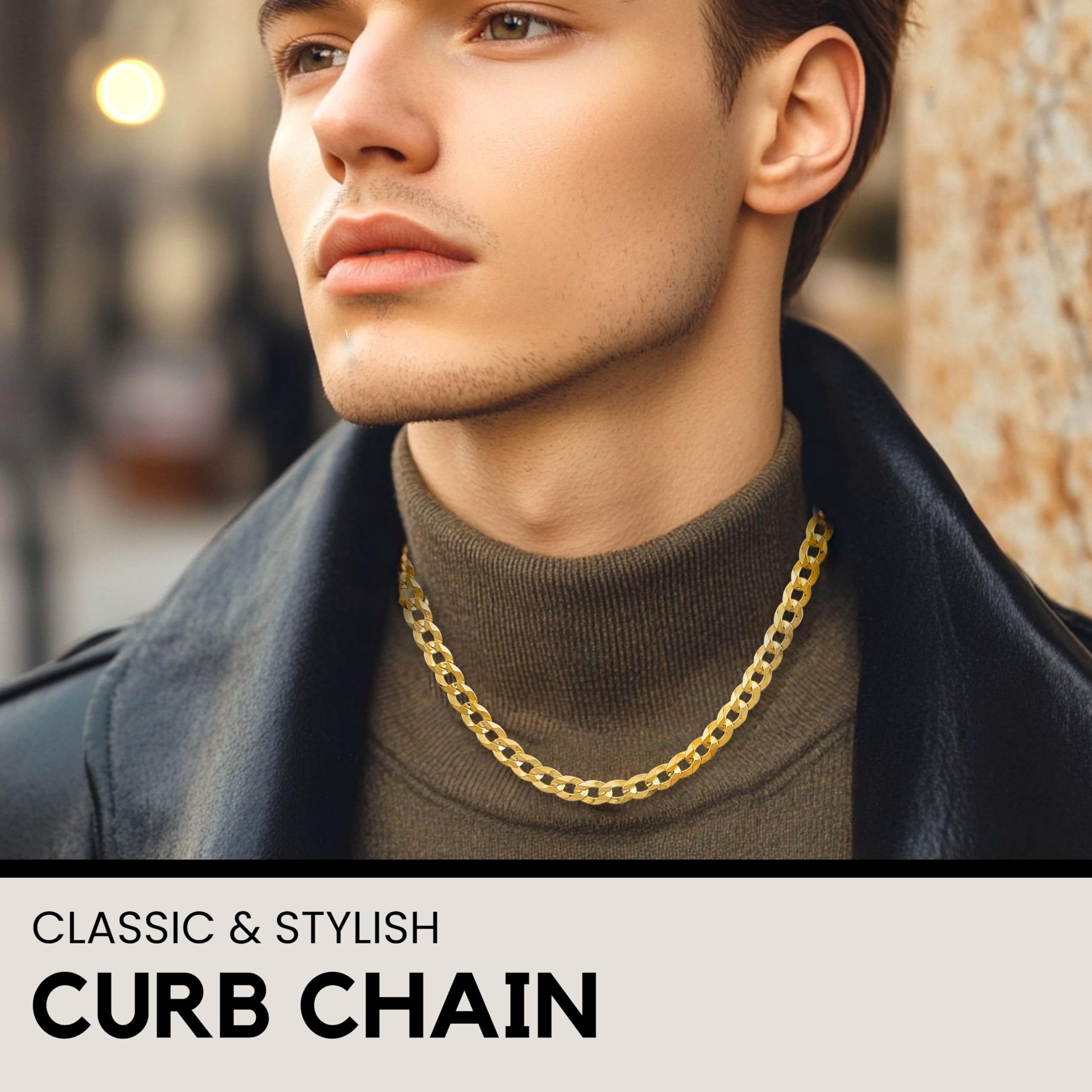 KISPER Collar italiano de cadena de eslabones cubanos de oro de 18 quilates sobre plata de ley 925 con corte de diamante de 5 mm, para hombres y mujeres con cierre de langosta, fabricado en Italia