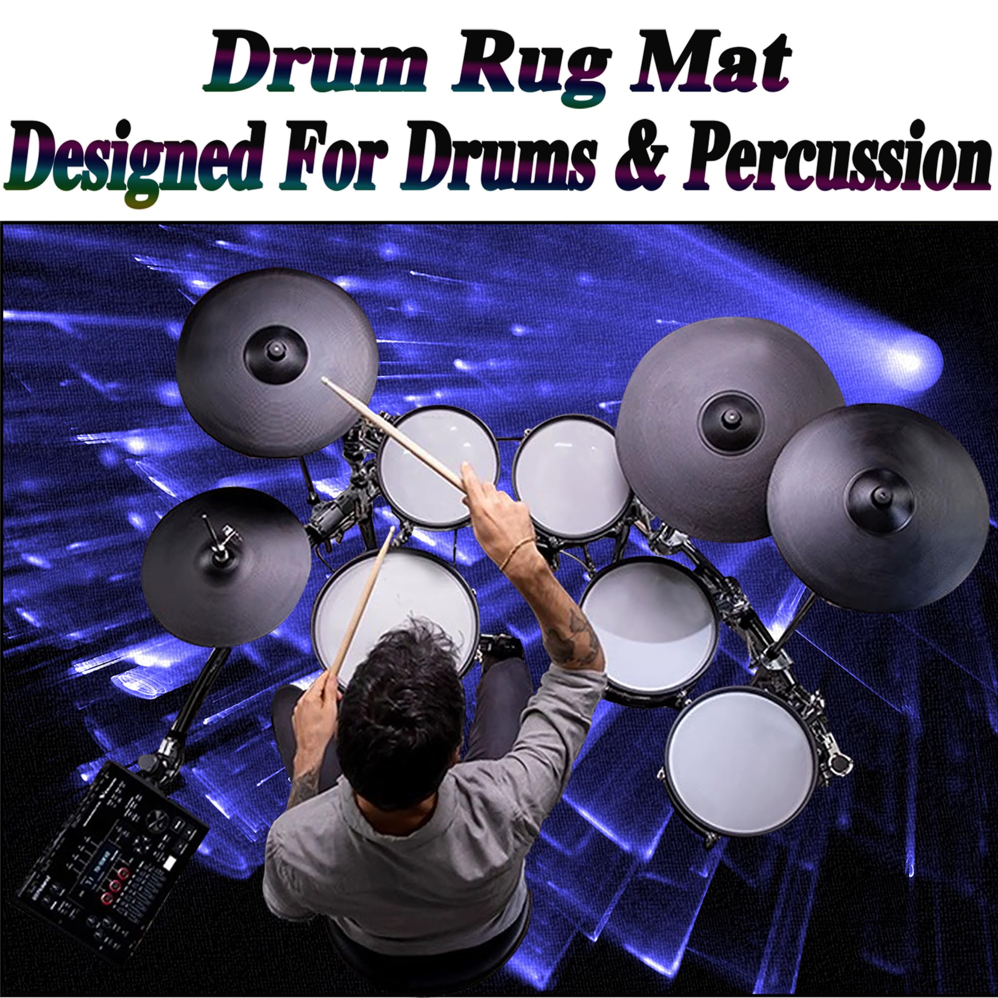 Schlagzeugteppich Drum Teppich Schallschutz Akustik Teppich Schallschutzmatte Drum Rug Drum Matte 150 x 120 cm Drumteppich Klavierteppich rutschfeste Trommel Teppiche Schlagzeug Teppich