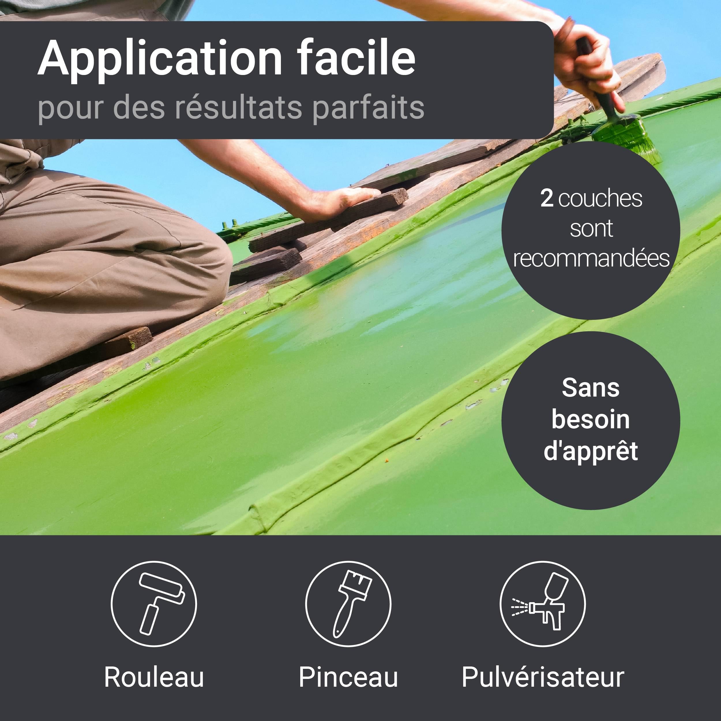 WO-WE Peinture toiture 3en1 revêtement de protection de toit en métal W500 Rouge - 5L