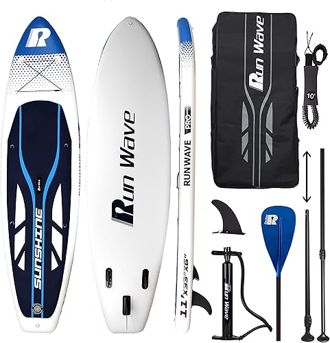 Miniatura 8 de Runwave - Tabla de remo inflable de pie de 11 x 33 x 6 pulgadas 6 pulgadas de grosor cubierta antideslizante con accesorios SUP de primera calidad