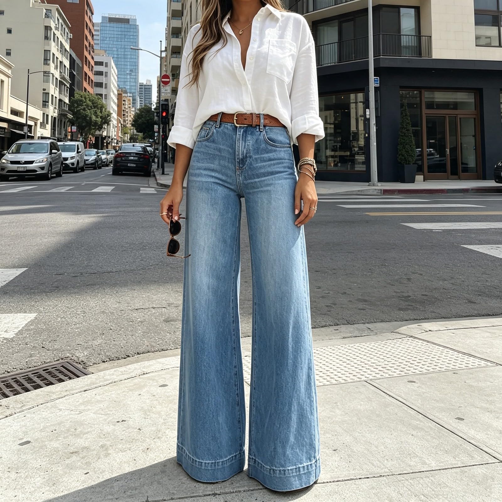 Jeans Larghi Donna Vita Bassa Jeans Baggy Leggeri Curvy Pantaloni Vita Alta Larghi Gamba Larga Tempo Libero Pantaloni Denim Elasticizzati Casual Taglie Forti Con Tasche Pantalone Y2k Comodi Push Up