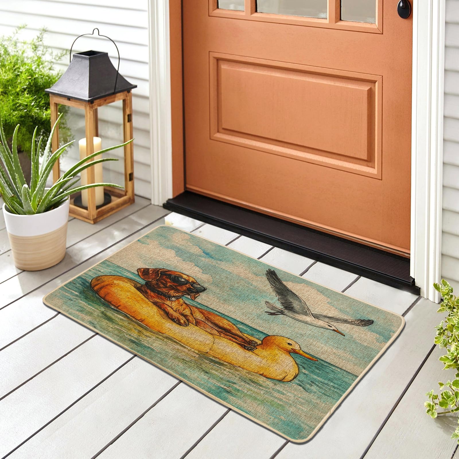 Paillasson teckel noir tapis de sol exterieur anti salete pour petit chien