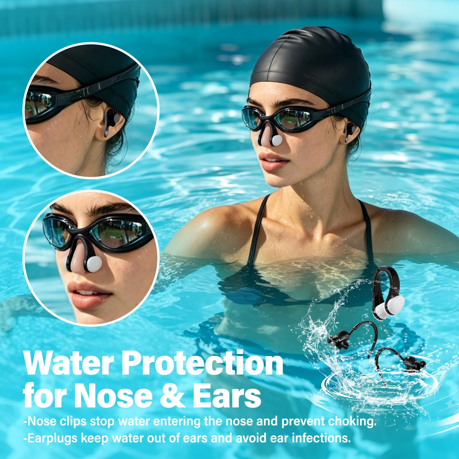 2026 Premium Schwimmgurt für Pool, 2.5-8.5M Einstellbare Schwimmgürtel Erwachsene für Pool, Schwimmhilfe mit Elastischen Gummibändere für Jedes Schwimmbad Schwimmtrainer