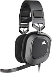 Corsair HS80 RGB USB Casque de jeu Premium avec Dolby Audio 7.1 Surround Sound (microphone omnidirectionnel de grande diffusion, oreillettes en mousse de mémoire, son haute fidélité, construction durable) Carbone