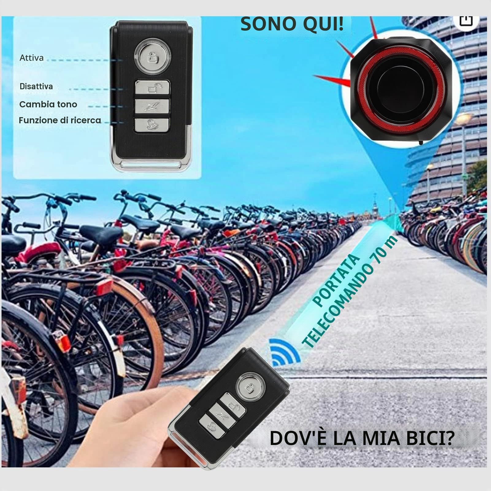 Fockety Smart Bike Tail Light, Senza Fili USB Ricaricabile Anti-Furto Fanale Posteriore per Bici con Telecomando, Luce Posteriore Impermeabile per Bicicletta per Auto Scooter