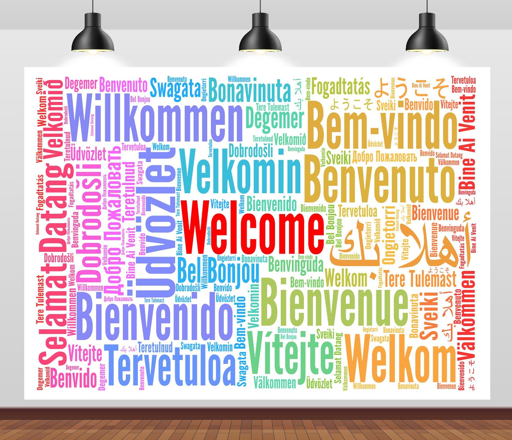 10x8FT Arte Multilingue Benvenuto Sfondo Fotografico