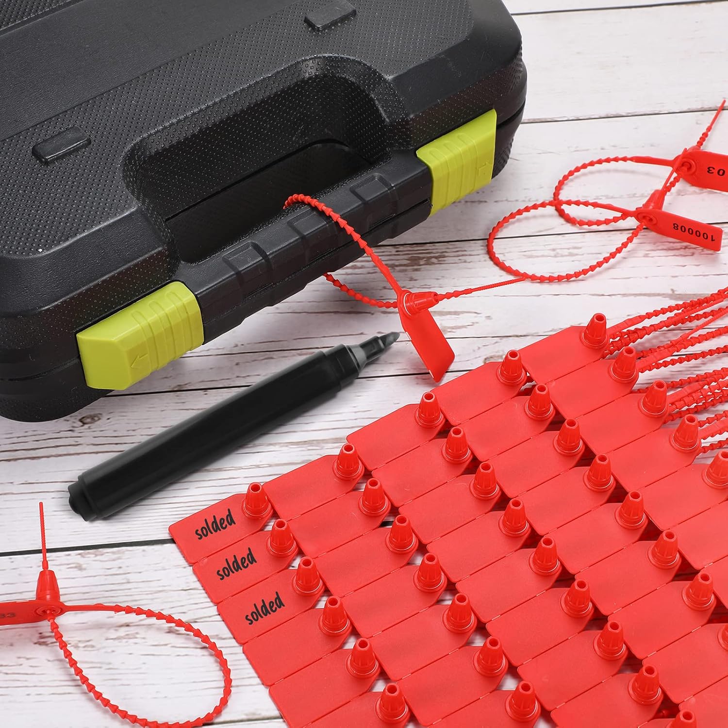 Roowest 2000 Pcs Plastic Tamper Seals Security Tags Seals Safety Numbered Zip Ties Fire Extinguisher Tamper Tags Disposable Self Locking Signage 250 mm Length(Red) - Image 7