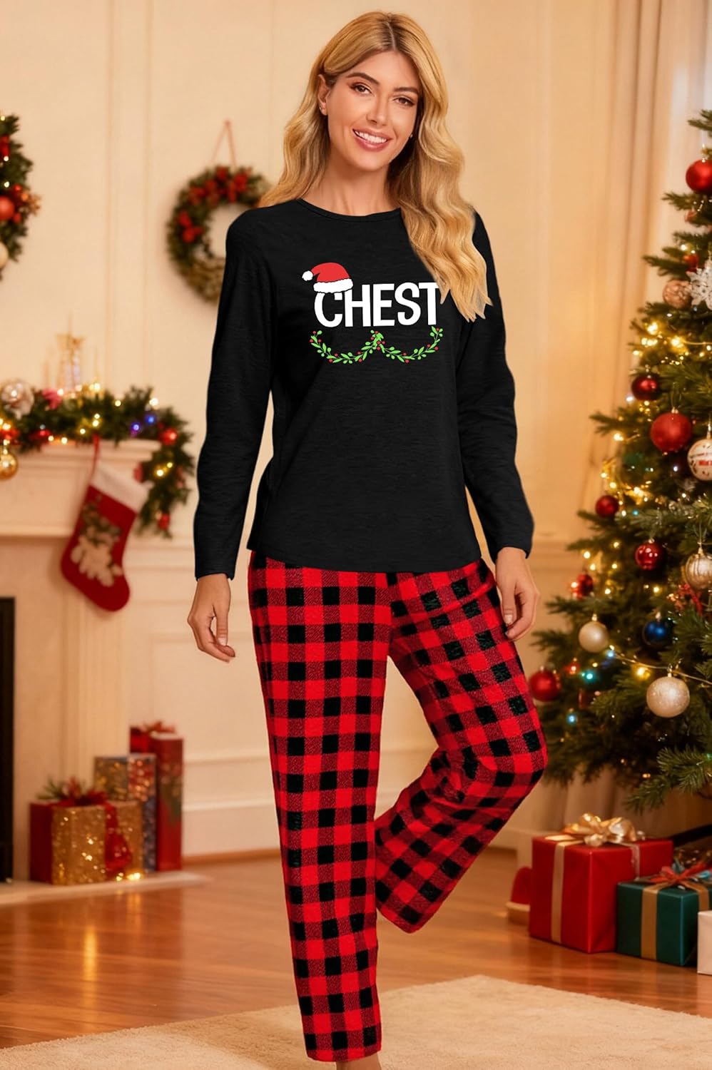 Couples Christmas Pajamas Women Men Merry Christmas Long Sleeve and Pants Pjs Set Xmas Holiday Sleepwear - Image 3