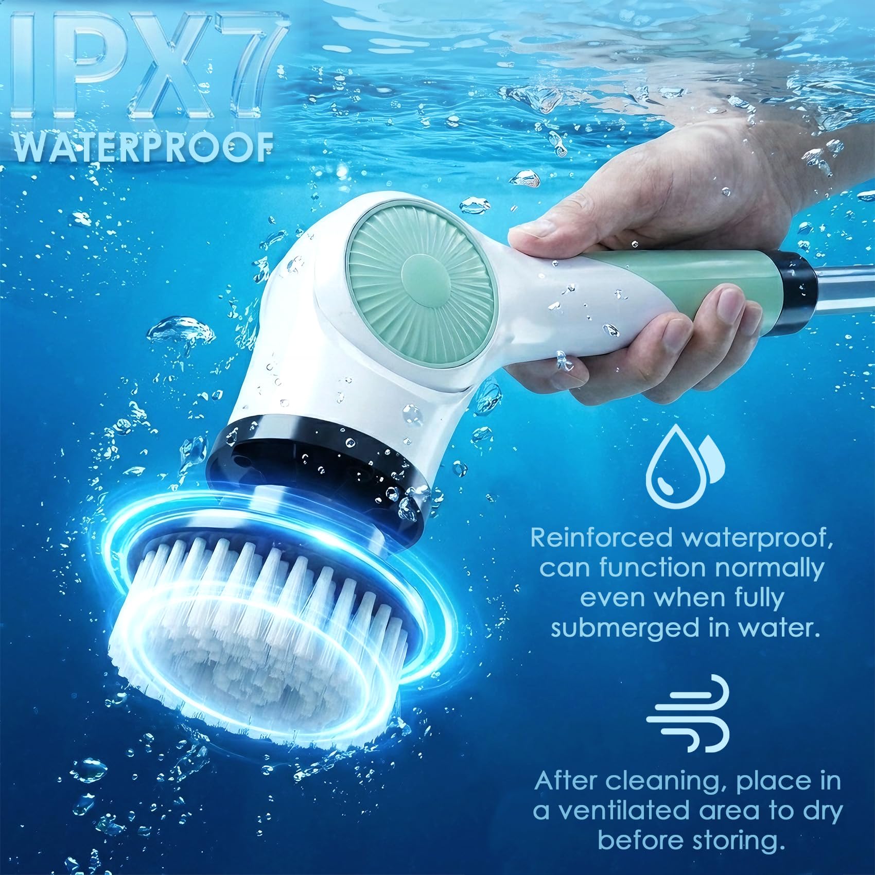 Cepillo Limpieza Electrico con 10 Cepillos Impermeable IPX7 3 Velocidades
