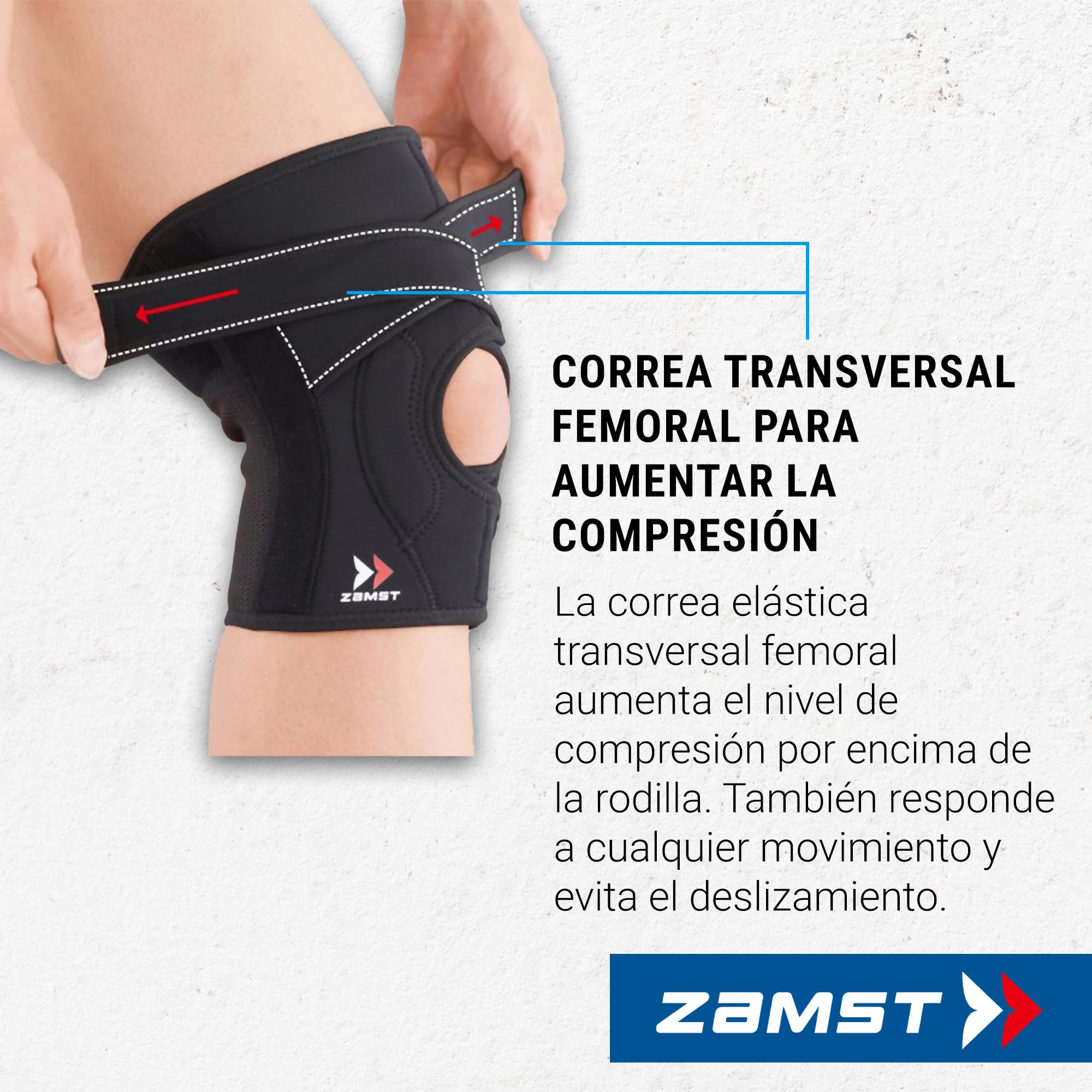 Zamst EK-5 Rodillera Deportiva - Rodillera de Compresión Ajustable para Hombres y Mujeres con Estabilización Lateral para Soporte General de Rodilla y Alivio del Dolor de Rodilla - XL