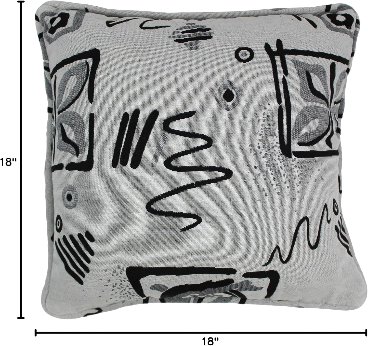 Blazing Needles Corded Tapestry Throw Pillow, 18 x 18, Zen Dream Black with White