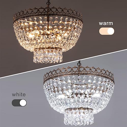 Miniatura 5 de Wellmet Lámpara de araña moderna de cristal de 22 pulgadas, lámpara colgante ajustable contemporánea de 6 luces, para comedor, dormitorio, sala de