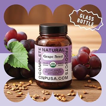 Organic Grape Seed Capsules 520mg, 100 Count Polyphenols & OPC Antioxidants