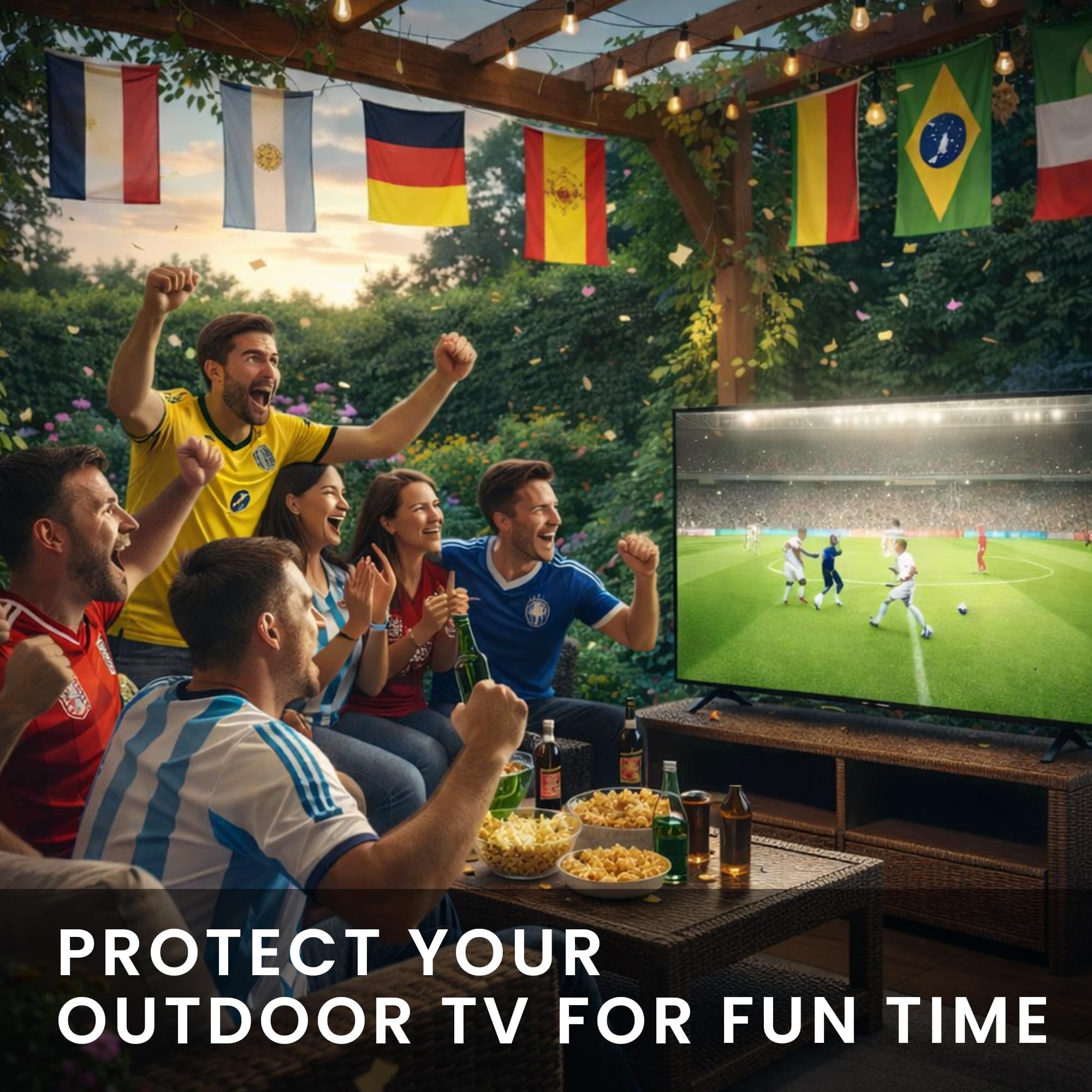 kwmobile Housse écran TV compatible 75" TV - Housse protection TV extérieure contre intempéries poussière éclaboussures noir