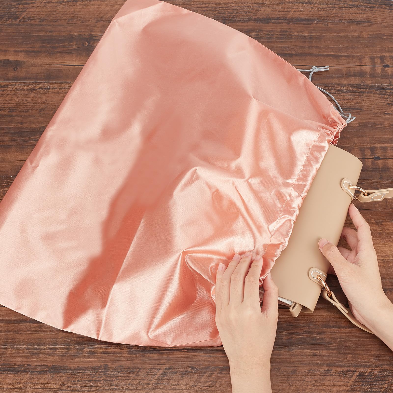 Letsinstyle Lot De 5 Sacs De Rangement En Satin Anti-Poussière Avec Cordon De Serrage (50x40cm) - Housse Protection Élégante Pour Sacs à Main & Voyage