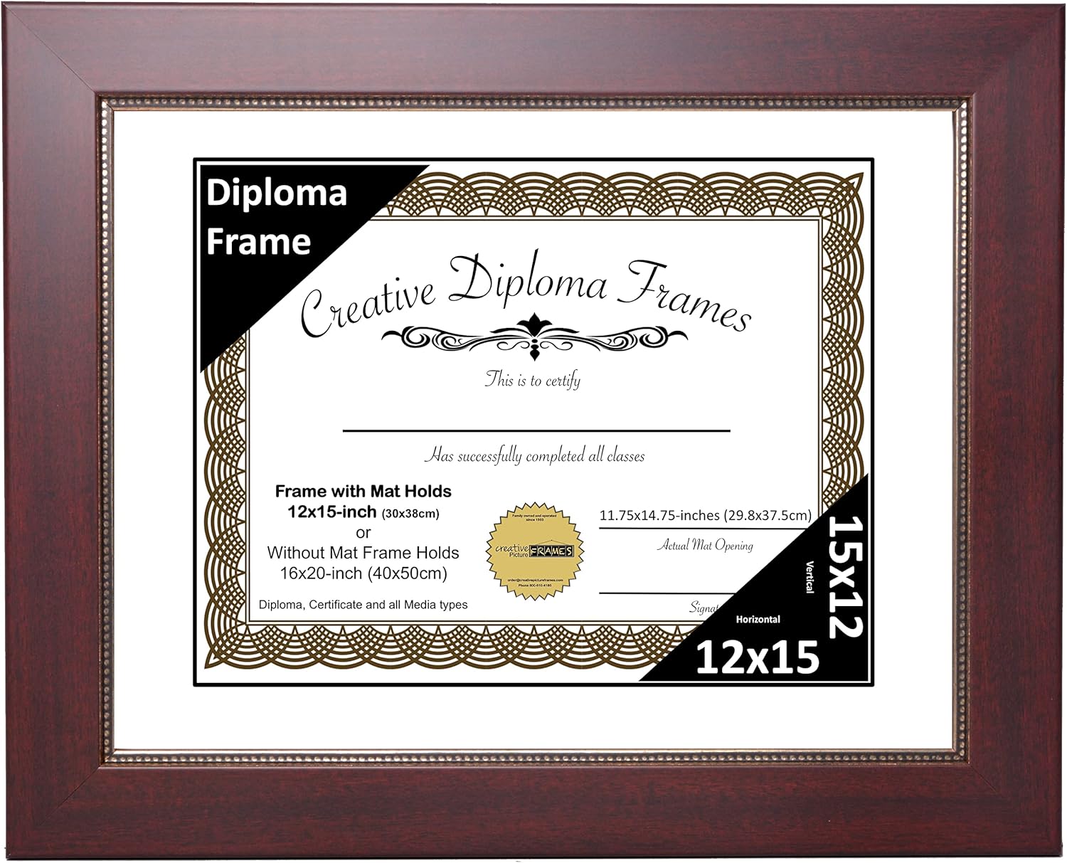 Creative Picture Frames 12x15 Empire Mahogany Diploma