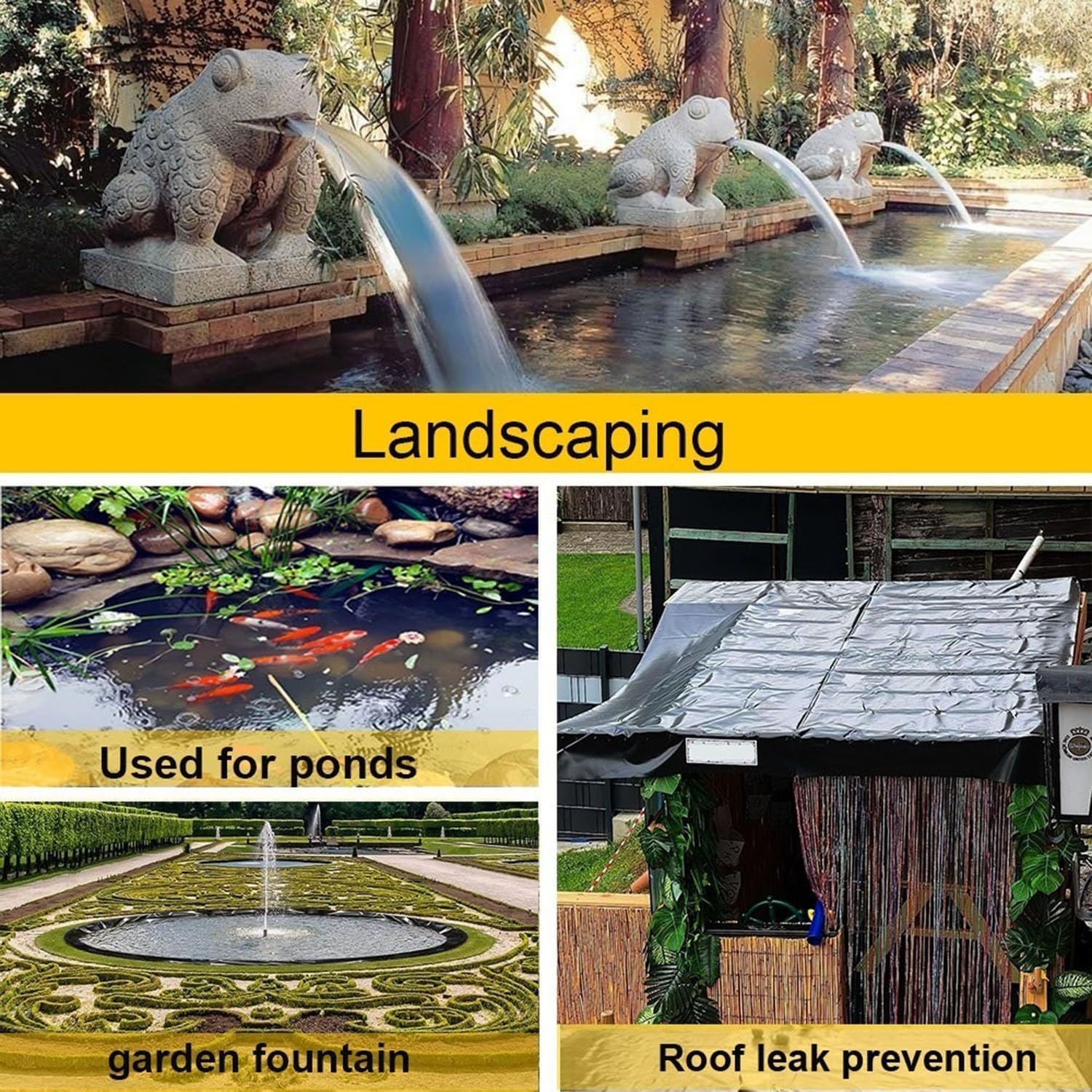 Rivestimento per laghetto in EPDM, 1 x 6 m, copertura per laghetto da giardino, aiuole, serre e piante acquatiche, resistente e impermeabile