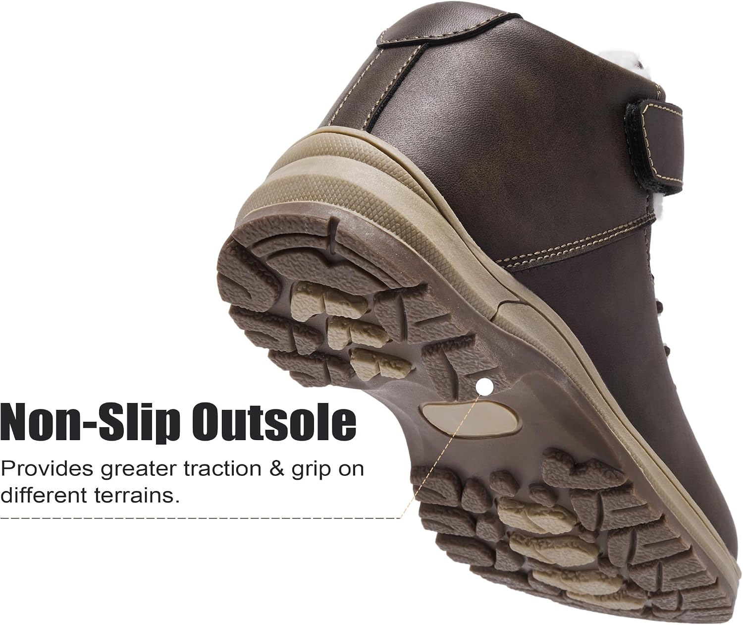 Boys Snow Boots Warm Fur Lined Non Slip Winter Shoes Lightweight Water Resistant Hiking Boot