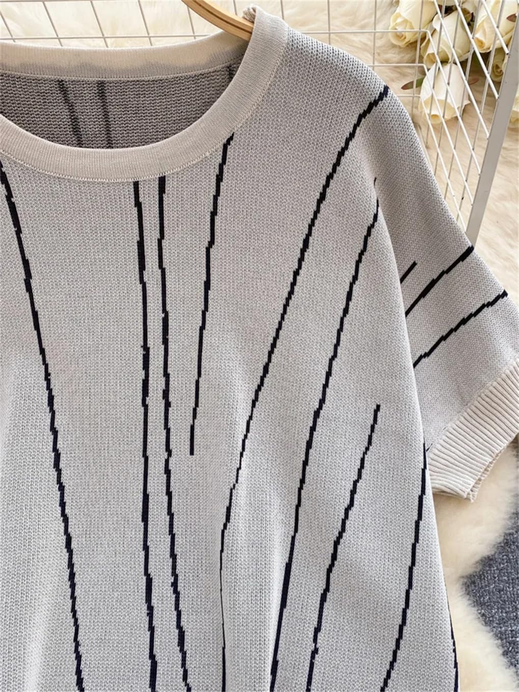 Zestawy treningowe dla kobiet lato 2 sztuki dzianinowy sweter z krótkim rękawem sweter + spodnie z szerokimi nogawkami garnitury ubrania damskie