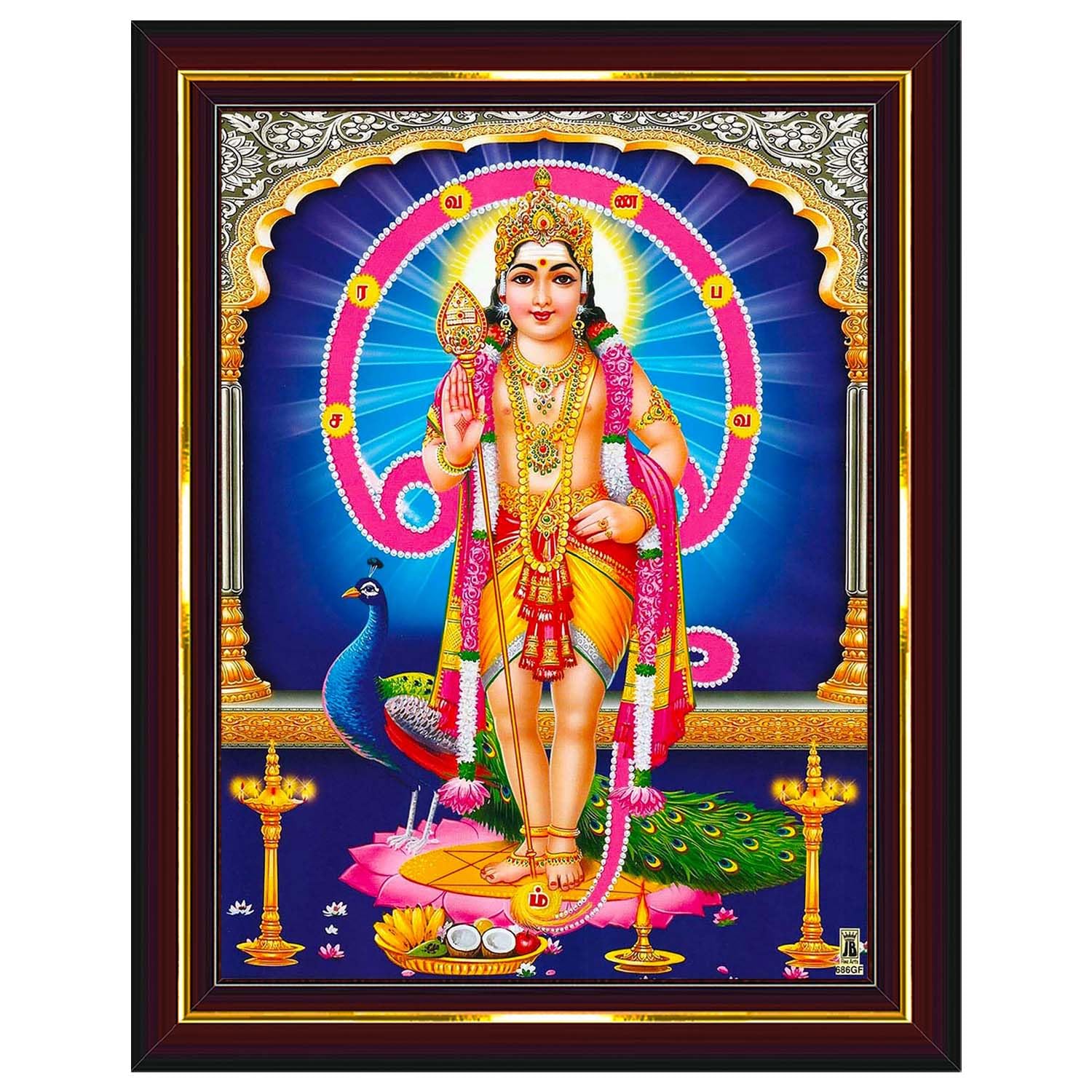Lord Murugan Subramanya Swamy Subrahmanya Wall Painting Framed Home Decor (Wood,Matte,Brown,Small Size,6 x 8 Inch) B44S-image-29