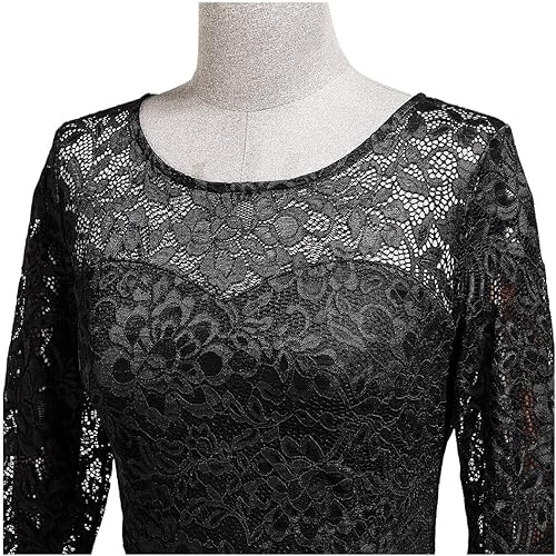 Miniatura 7 de Miusol Vestido largo formal de noche de sirena con encaje floral elegante y manga 23 para mujer