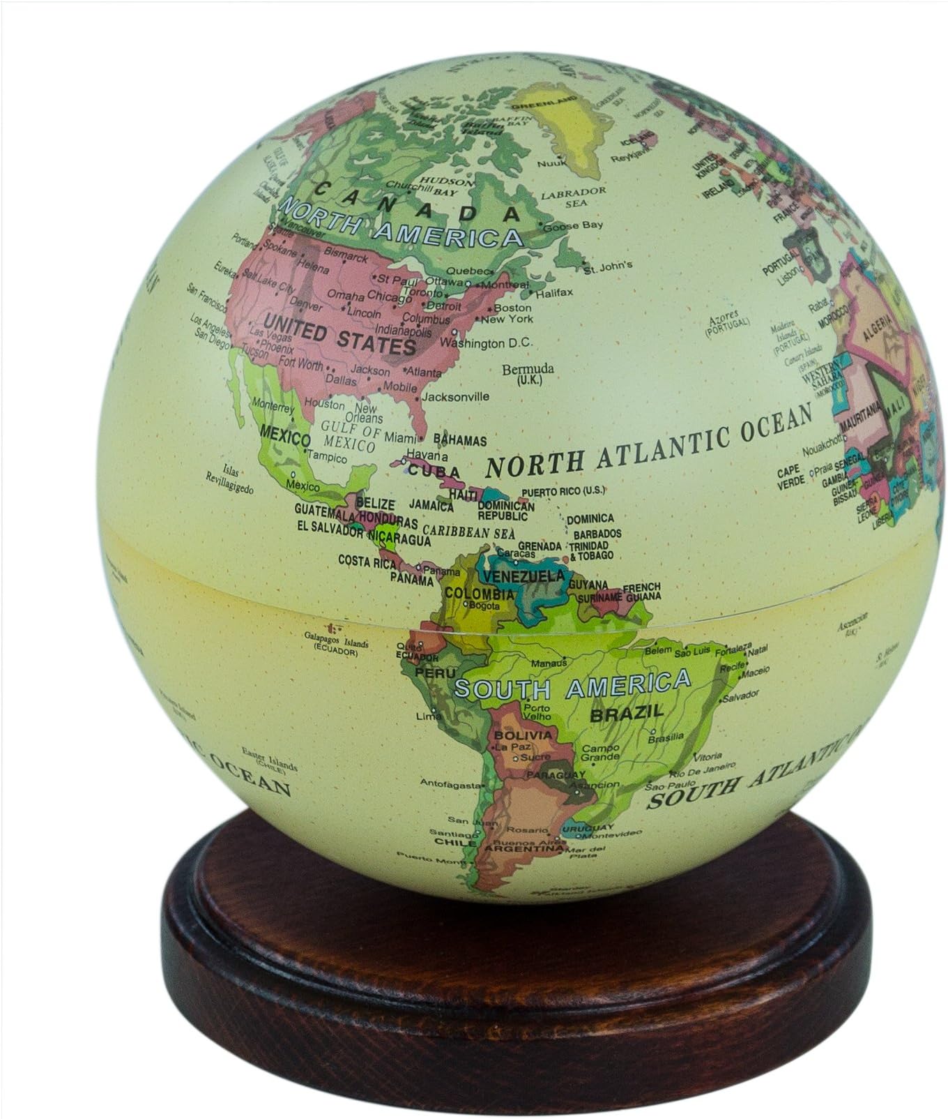 Red Carpet Studios 49092 Color-Changing Illuminating Rotating Globe with Wood Base, Natural
