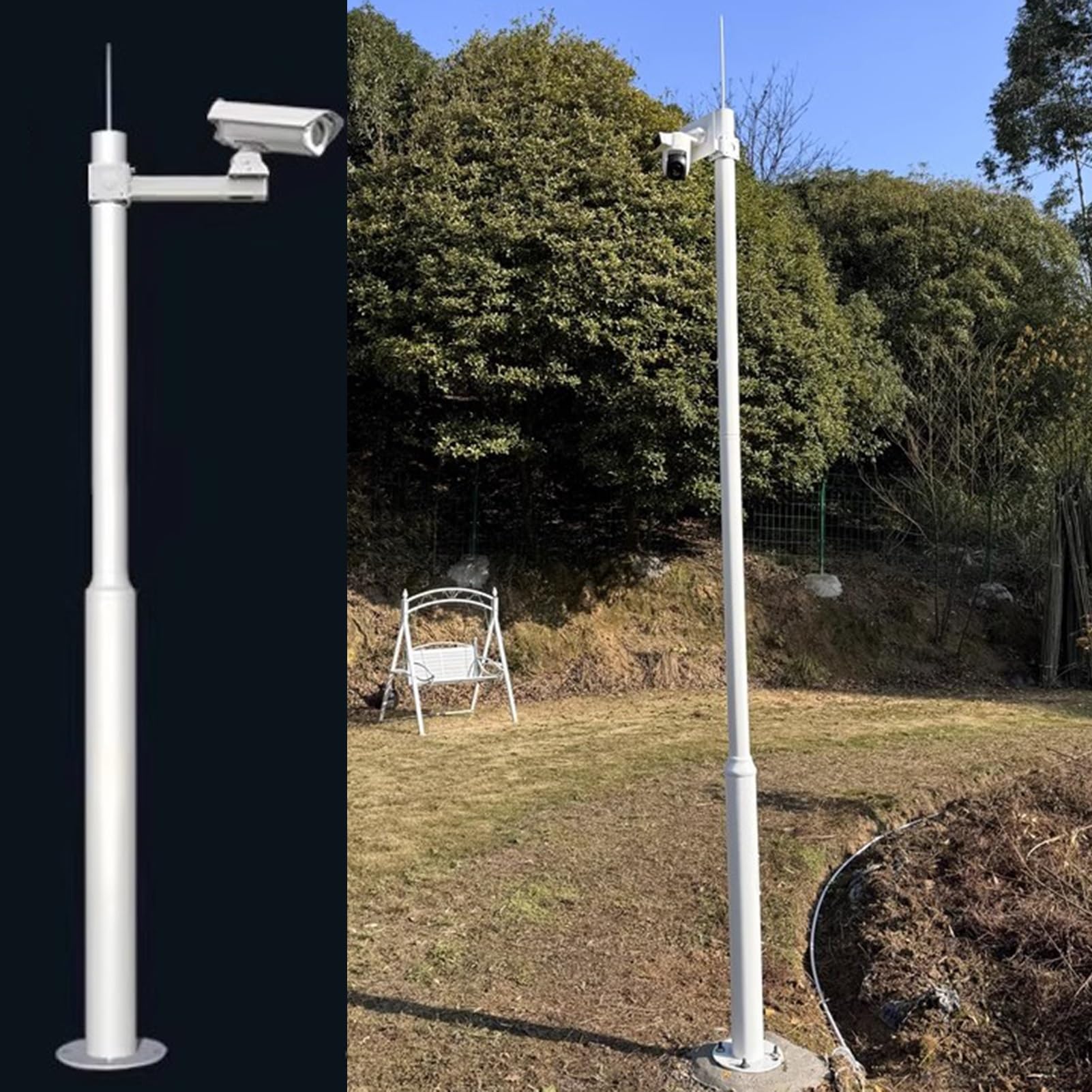 Weatherproof Outdoor Security Camera Mount - 6.6Ft Pole Holder for Easy Installation, Durable High-Strength Bracket, Ideal for Surveillance - Light Grey Color-B-3.5m (11.5ft)