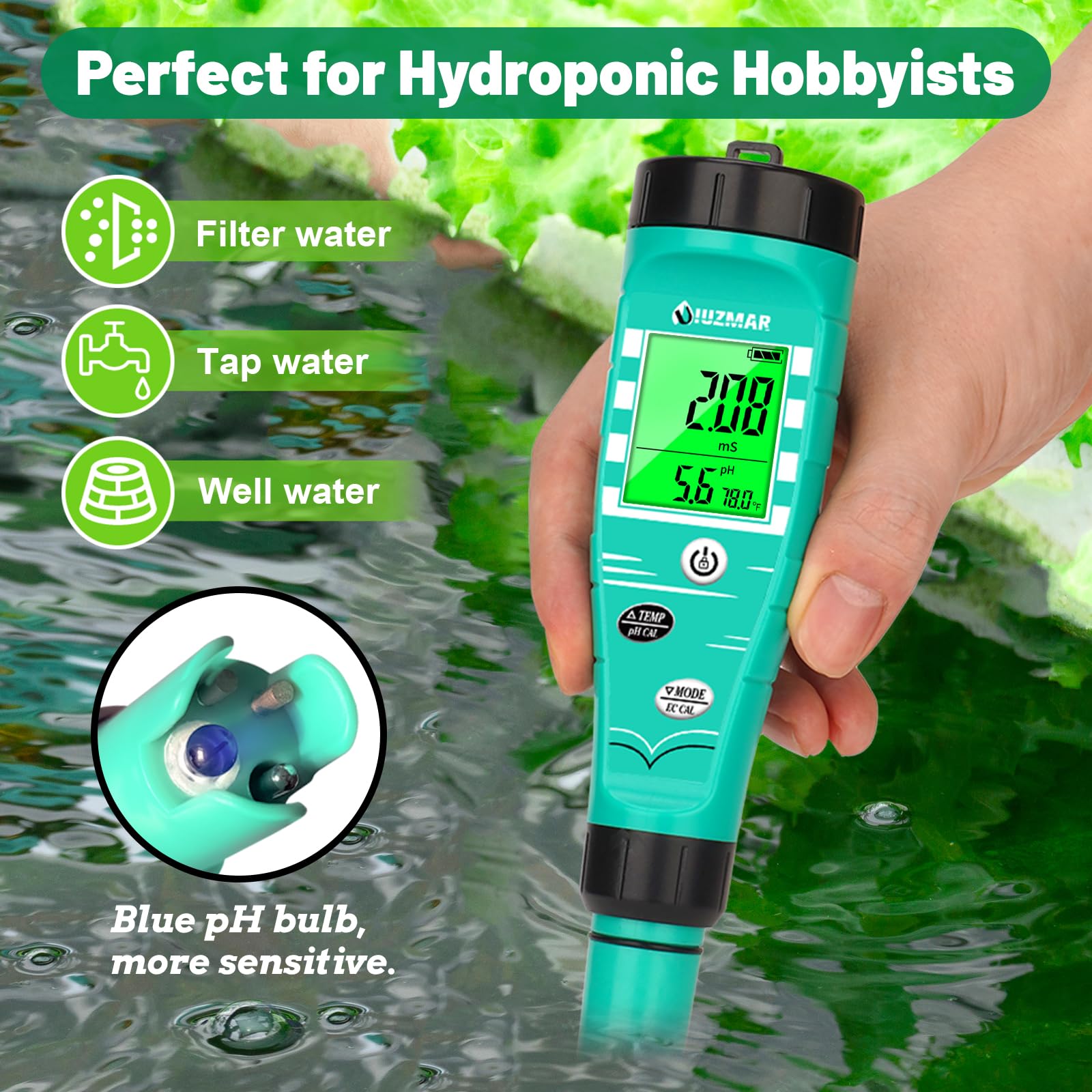 Hydroponics pH Meter - EC & TDS Monitor -5 Hydroponics pH Meter - EC & TDS Monitor -5