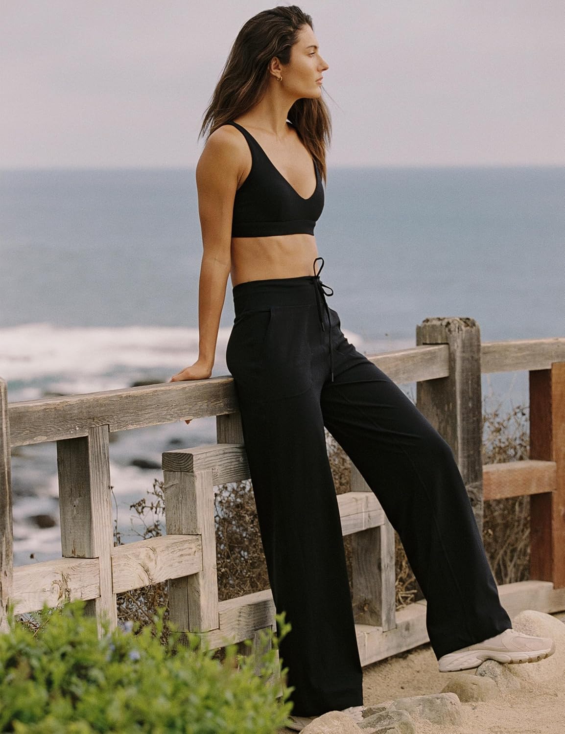 Women's Wide Leg Yoga Pants 29''/31''/33'' Drawstring Elastic Waistband Mid Rise Casual Lounge Pants with Pockets - Image 6