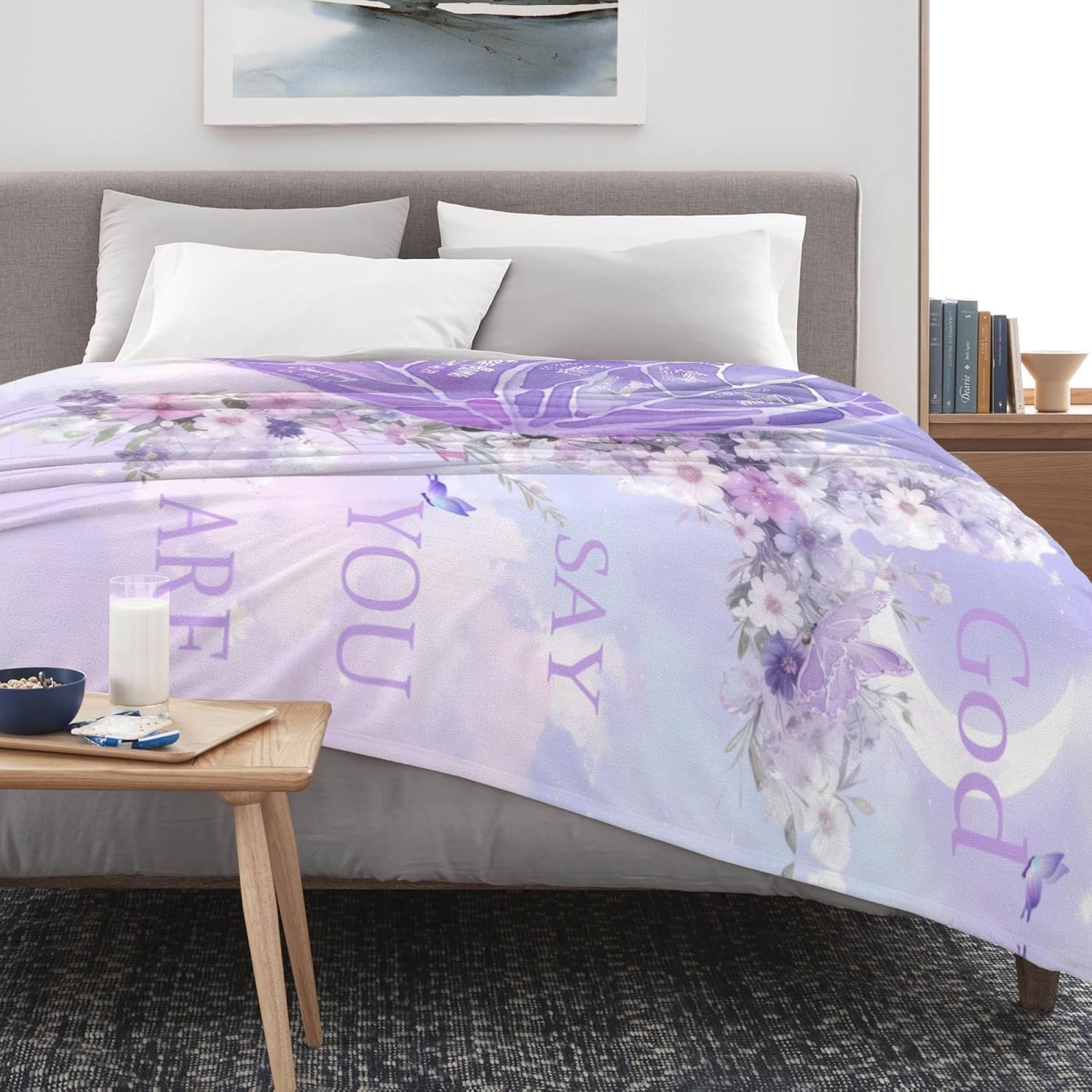 Christian Gifts for Women, Inspirational Faith Blanket, Spiritual Throw Blanket for Adults, Birthday Gifts for Mom, Sister, Friend, Daughter, Christian Butterfly Blanket (Purple 2, 60*50inch) - Image 3