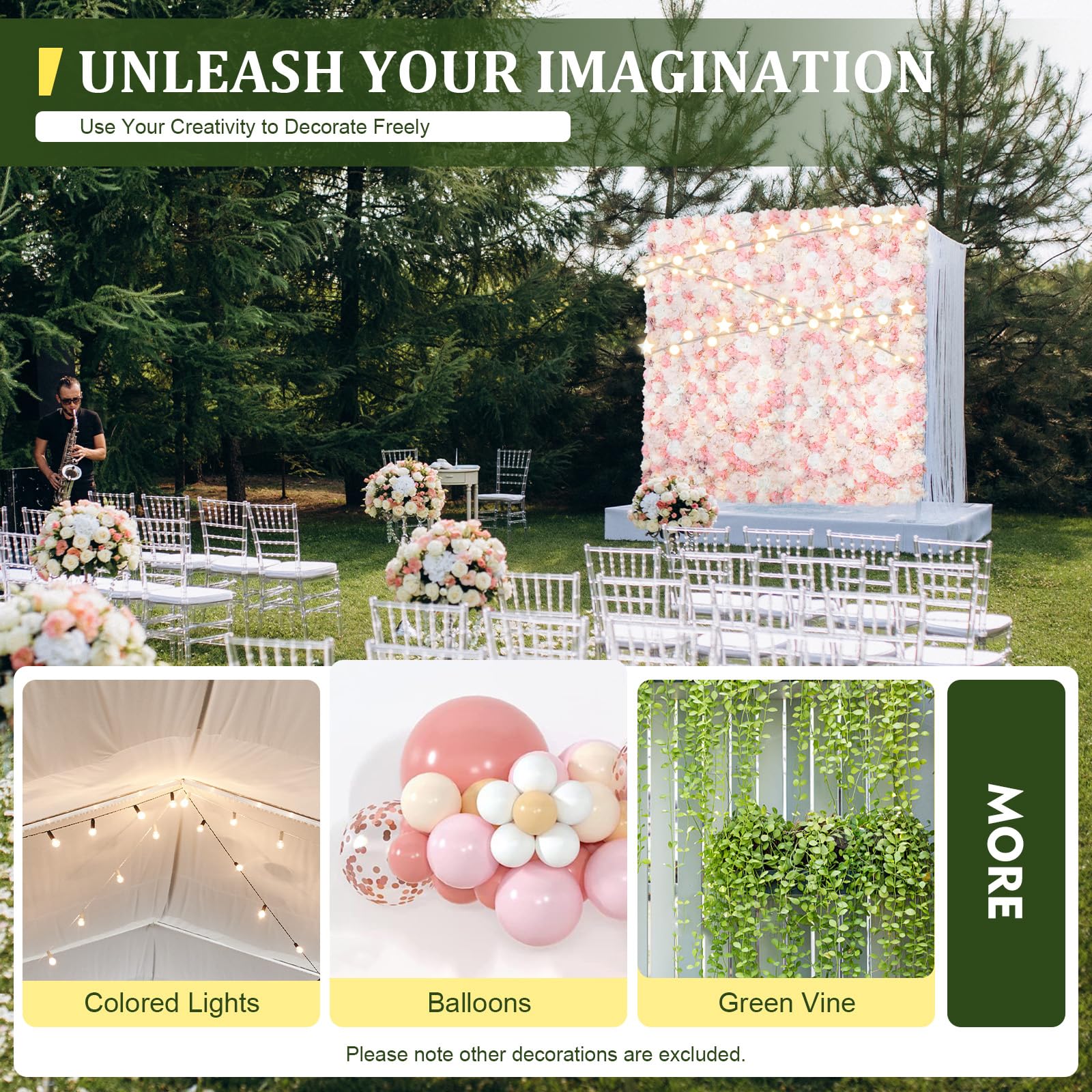 Blumenwand Kunstblumen Hochzeit Party Deko Seide wetterfest Modulare 12er Set 60x40cm