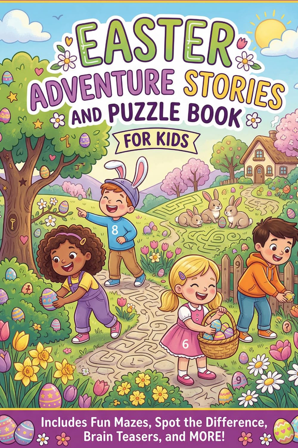 Easter Adventure Stories and Puzzle Book For Kids: Includes Fun Mazes, Spot The Difference, Brain Teasers and More (Fun With Clucky)
