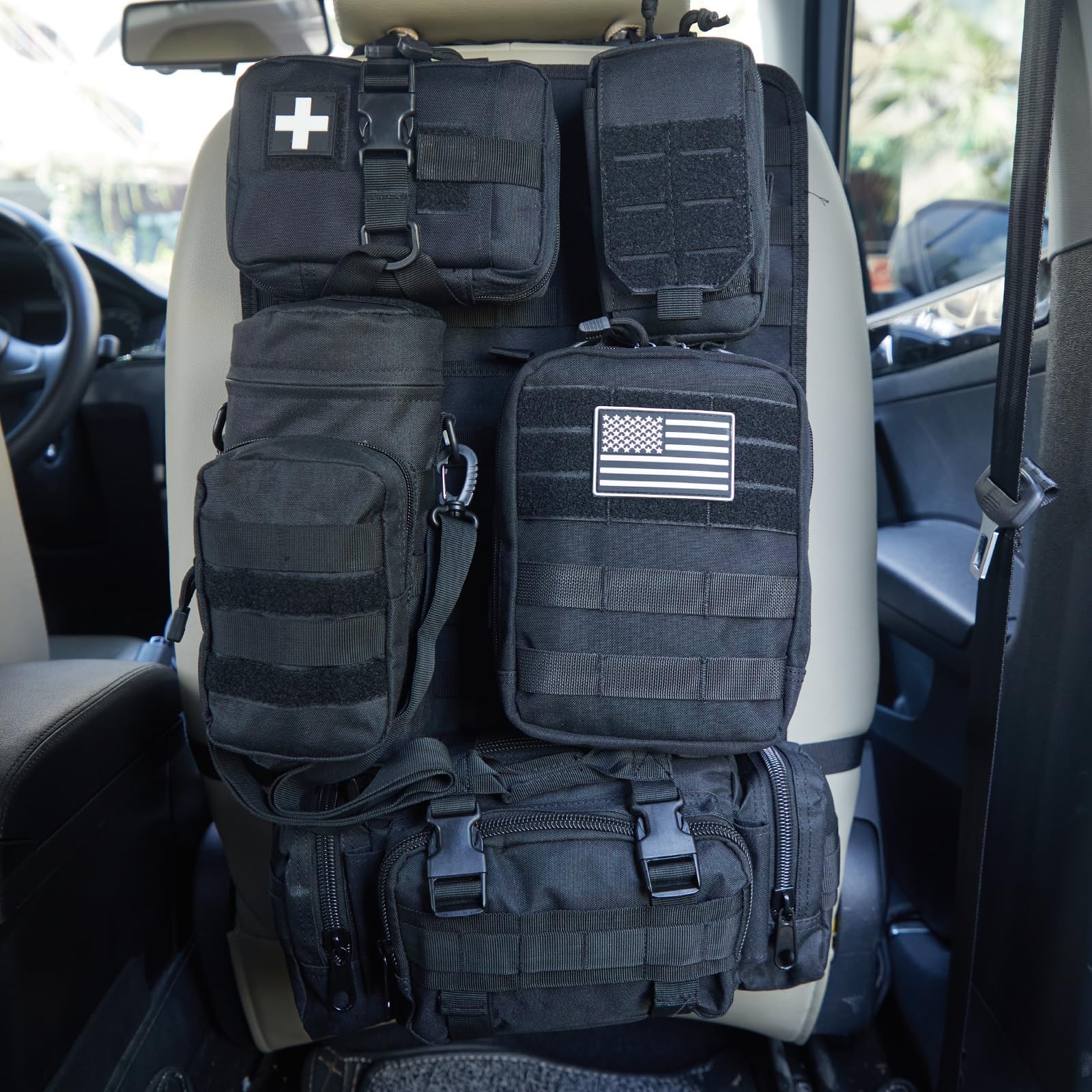 Tactical Car Seat Back Organizer with 6 Different Size