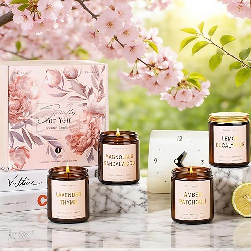 Miniatura 4 de Paquete de 4 velas aromáticas para el hogar, velas de soja de 28 onzas no tóxicas, velas perfumadas de larga duración de 240 horas, vela de