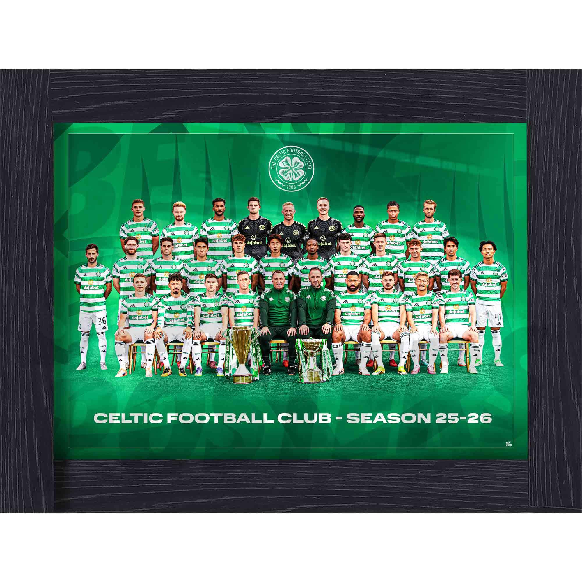 Celtic FC 25/26 Squad Team Poster Framed A2 - Official Celtic FC Poster - Perfect Celtic FC Gifts for Boys & girls - Football Wall Art - SPFL Posters & Celtic FC Gift Idea