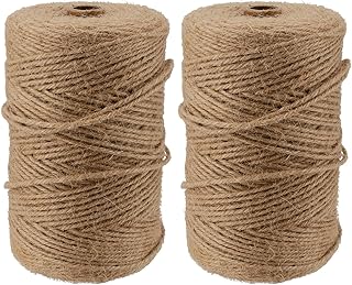 FUNSUEI 2 PCS 656 Feet 3mm Jute Twine String, Brown Twine String, Natural Jute Twine, Heavy Duty Jute Rope for Gardening, Decoration, Craft Projects