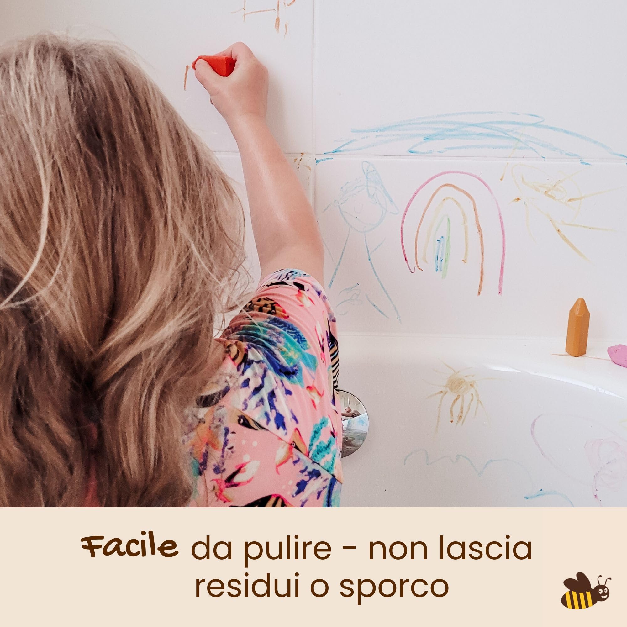 Honeysticks Pastelli triangolari da bagno per bambini e bambini (10 pezzi), cera d'api naturale per il divertimento della vasca da bagno, senza profumo, fantastici giocattoli da bagno, colori vivaci.
