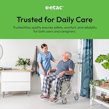 Etac Swift Mobile-2 Rolling Shower Commode Chair for Elderly, 353 lb, White