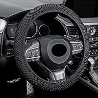 Alpmosn Elastic Stretch Steering Wheel Cover - Breathable Microfiber Ice Silk, Anti-Slip, Universal Fit 14.5-15 Inch, Black for Women & Men