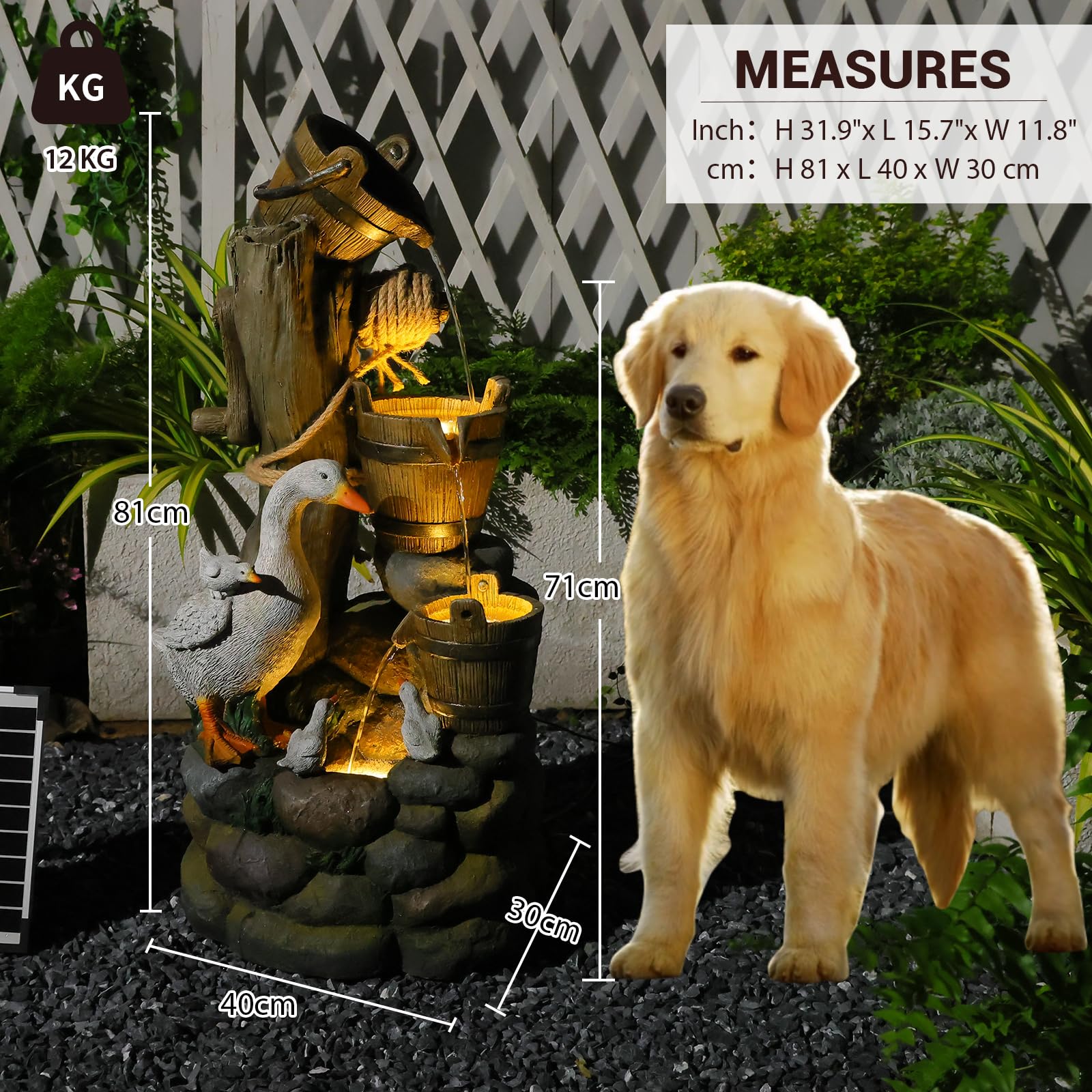 Bumilgar 81 CM Solar Outdoor Garden Water features - Image 2