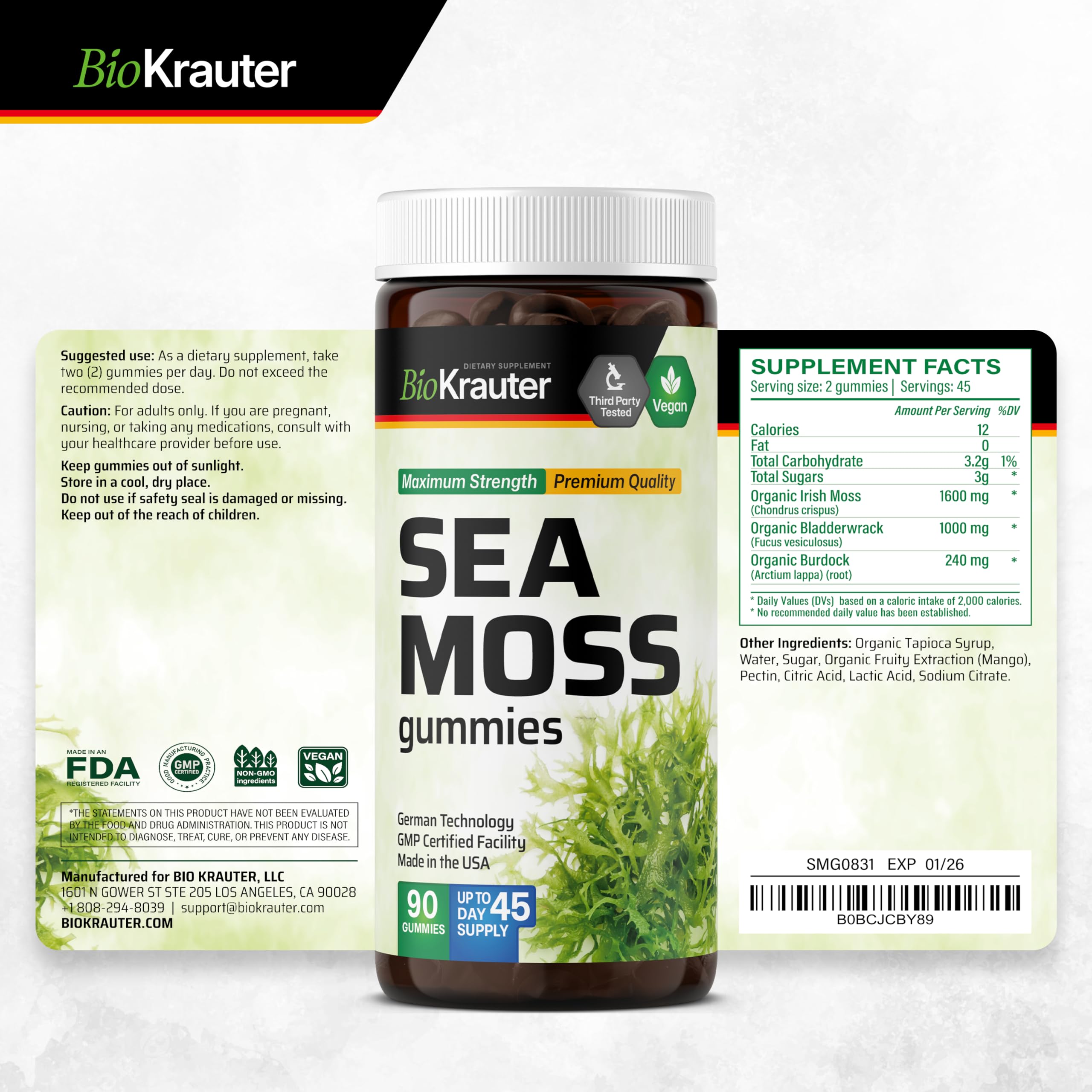 BIO KRAUTER 3-in-1 Sea Moss for Thyroid Support with Bladderwrack & Burdock — Amazon image 9