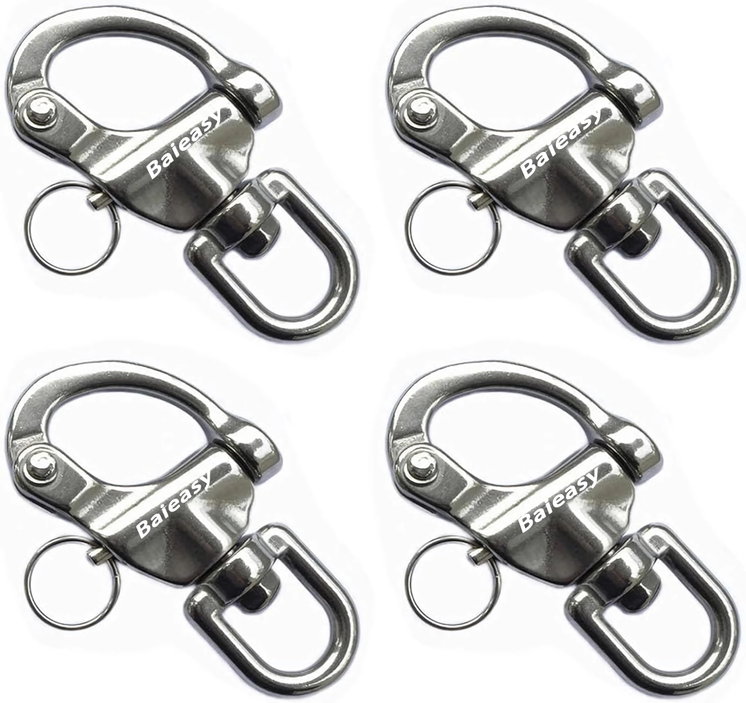 Confezione da 4 grilli girevoli per barche a vela, a sgancio rapido, in acciaio inox 316, per sartiame a vela, maschera SCBA, drizza, panico, spinnaker clip