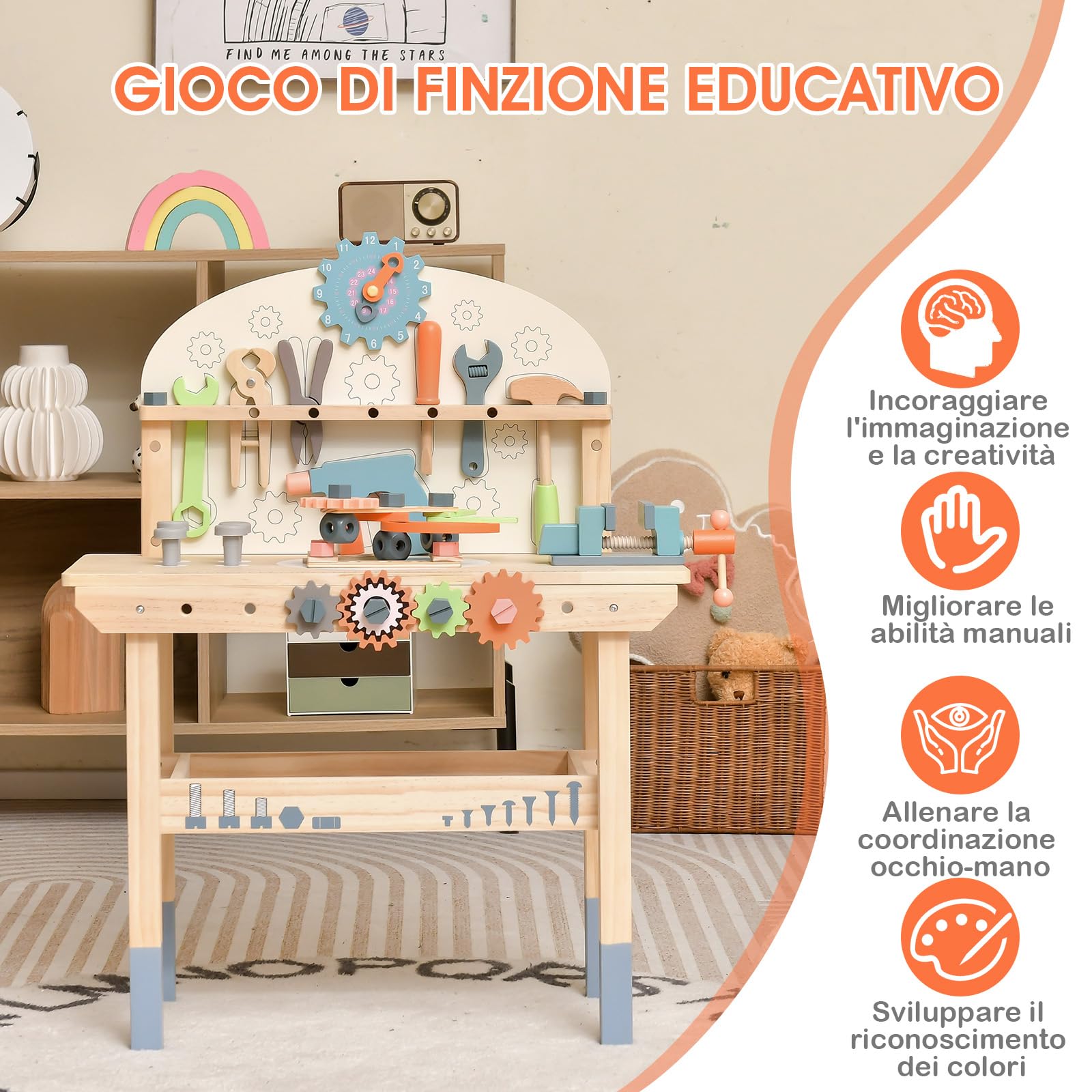 RELAX4LIFE Banco da Lavoro per Bambini in Legno