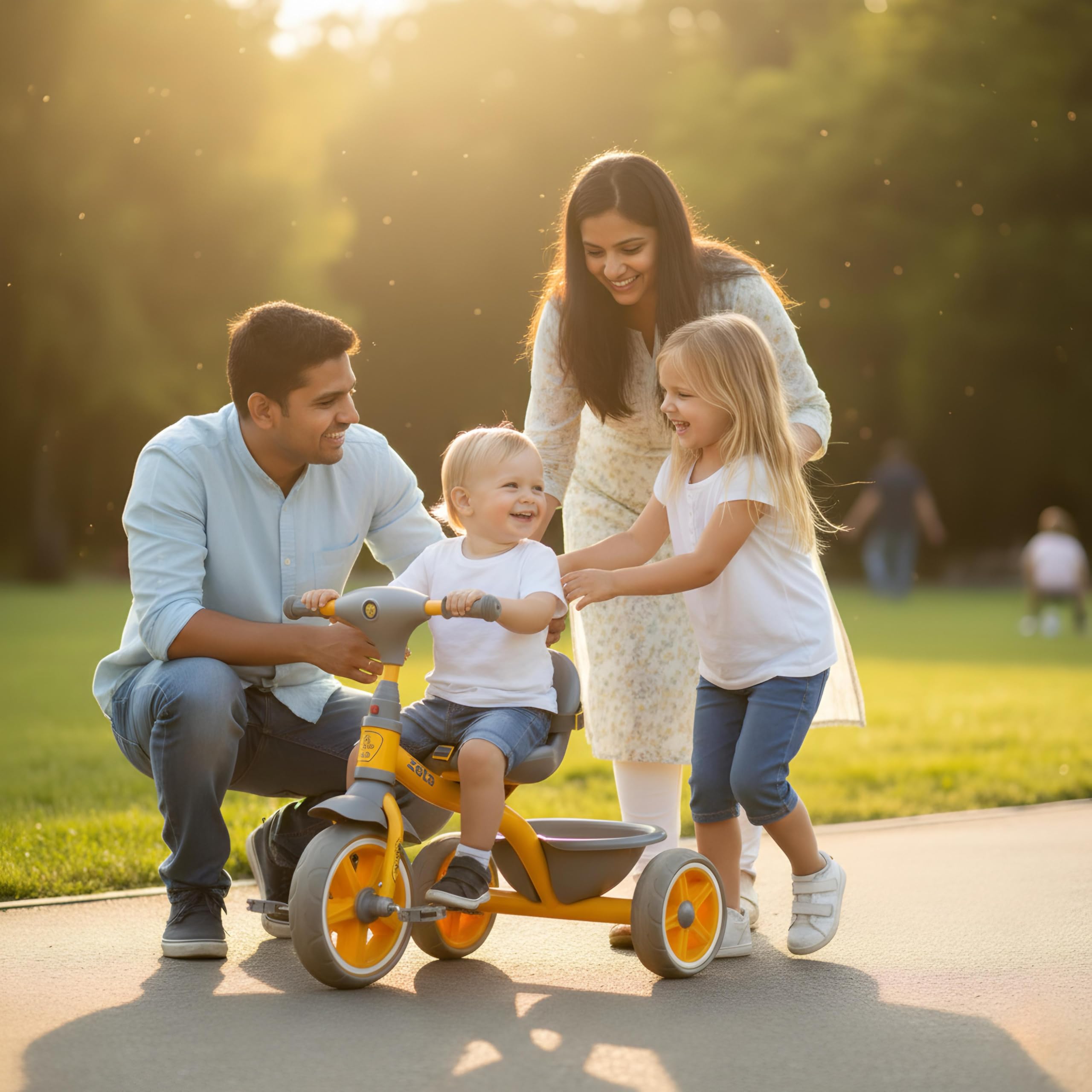 Qumon Zeta Baby Tricycle with Backrest & Rear Storage Basket for Kids | Durable Pedal Ride-on Cycle for Boys & Girls 1-5-Year (Yellow)-image-45