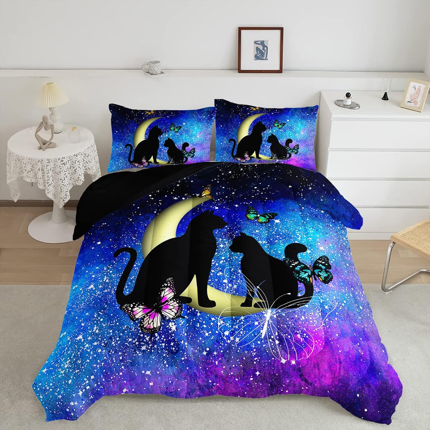 Black Cat Bedding Cartoon Cat Comforter Set Twin