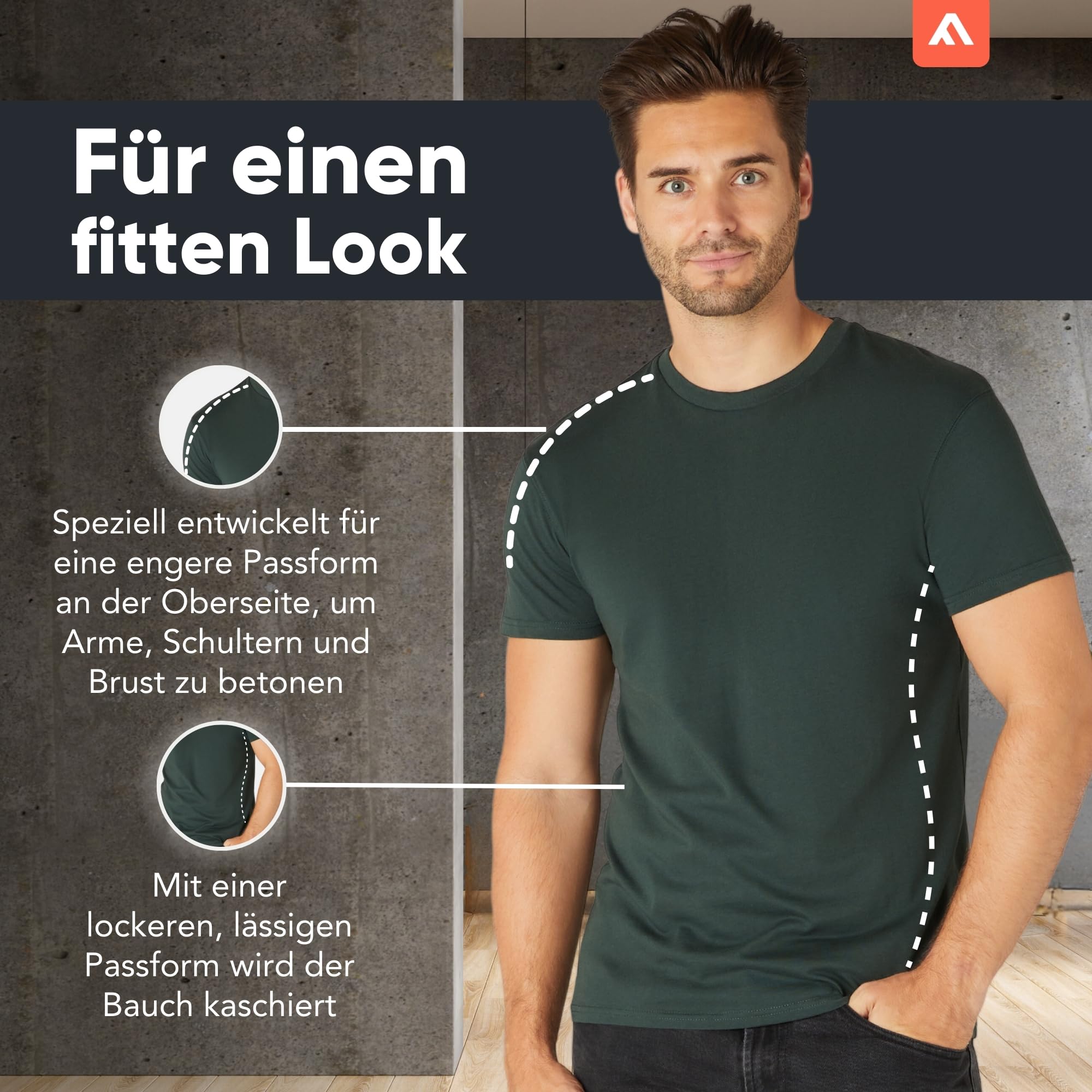 FM London Herren-T-Shirt 3/5er-Pack - Hochwertige T-Shirts mit leicht tailliertem Design