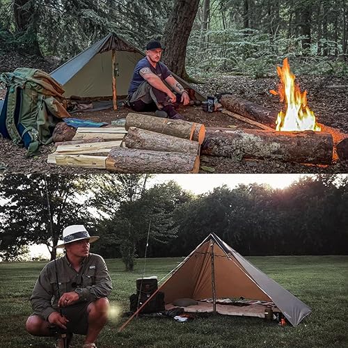 Miniatura 7 de onewind Refugio solitario, poncho de refugio ultraligero Ripstop de silnylon con revestimiento de poliuretano de silicona, tienda de campaña de Solo