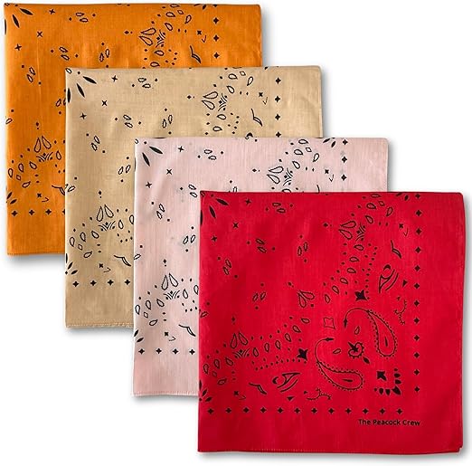 Premium Soft Cotton Designer Bandanas Pack for Men and Women 22 x 22 inches