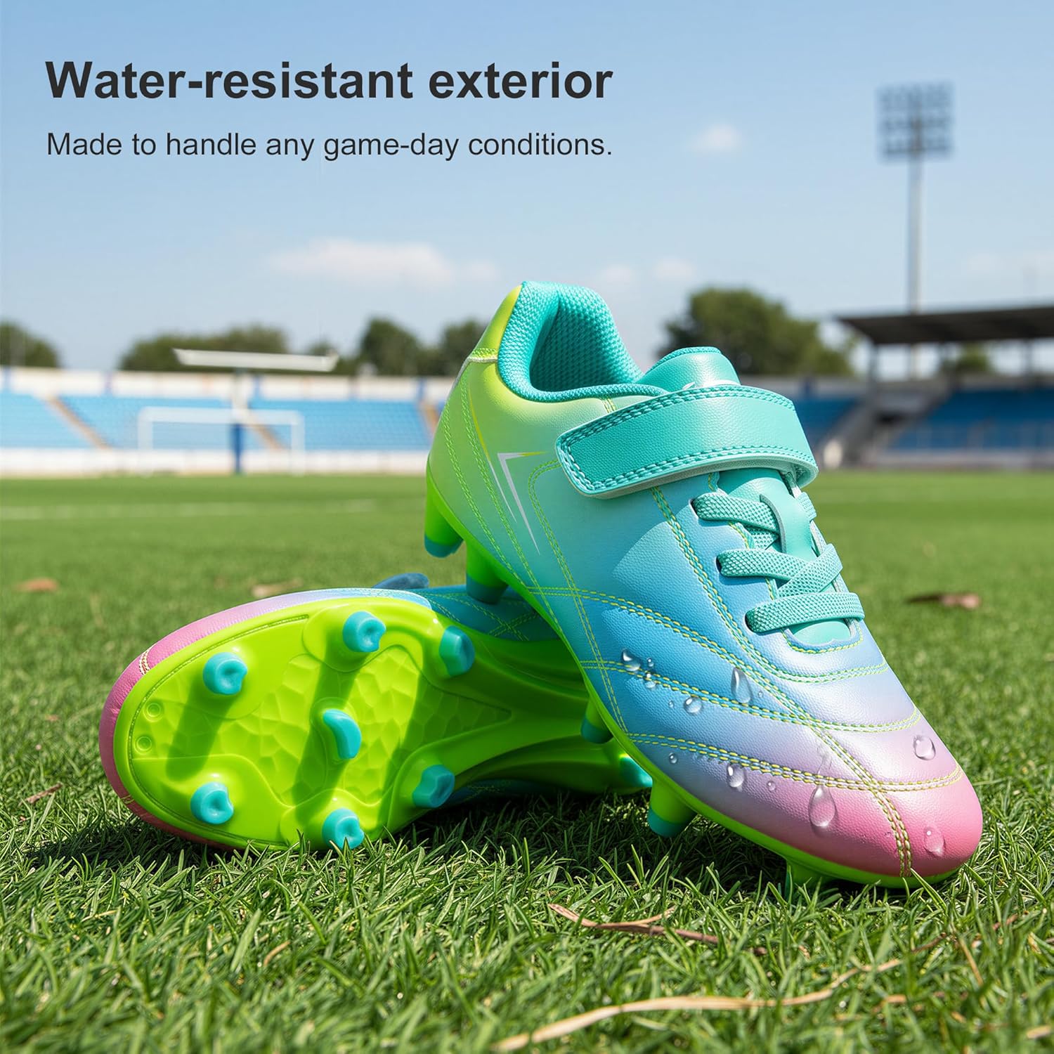 Stelle Kids Soccer Cleats Boys Girls Firm Ground Athletic Outdoor Football Soccer Shoes for Little/Big Kid